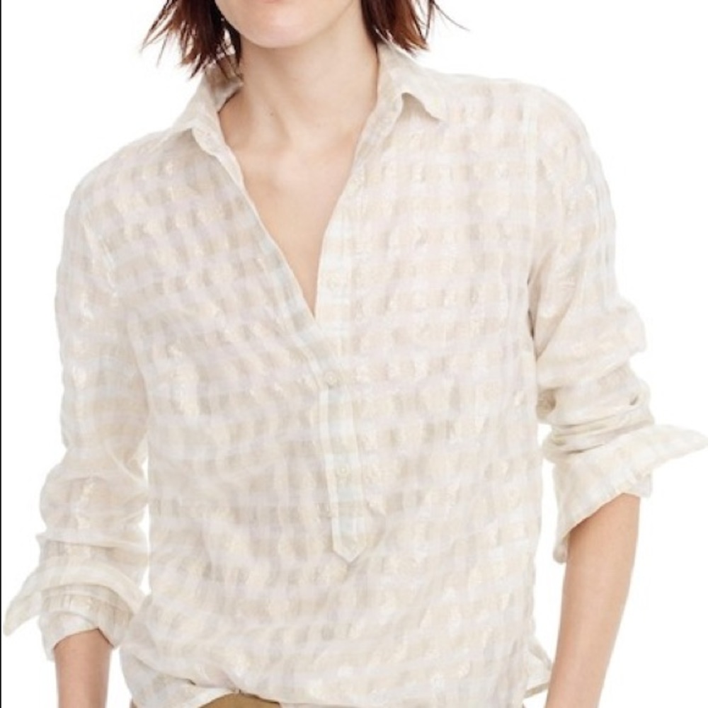 NWT J Crew metallic voile popover